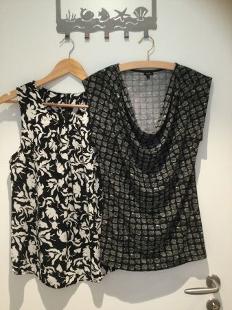 Blusen Tops 2x Damen Gr. S schwarz/weiß einwandfrei