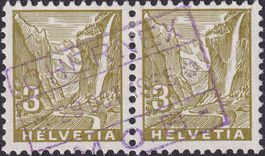 CHERNEX (VD) violetter Bahnpost-Stempel auf Nr.194 im PAAR !