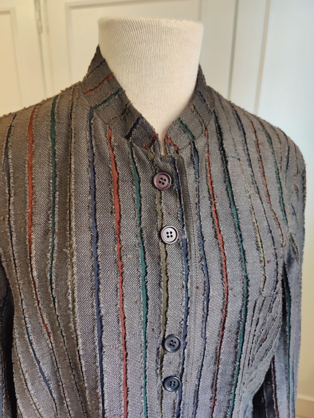 Jacken: Vintage Striped Linen Textured Jacket – Neu (gemäss Beschreibung) aus La Tour-de-Peilz von dAutrefois 3