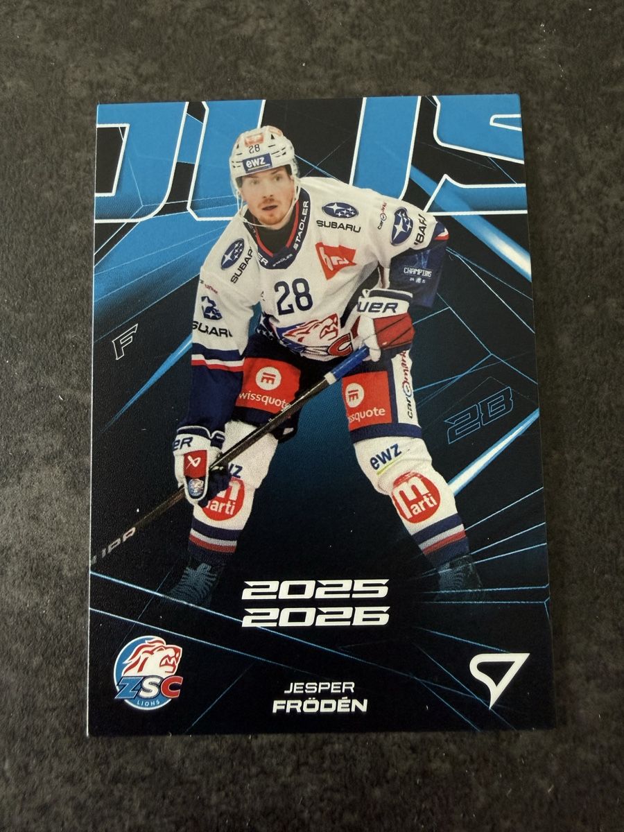 Sportzoo Carte collezionabili: ZSC Lions - Jesper Fröden – Nuovo e nell'imballaggio originale da Réchy venduto da Leeroy1998