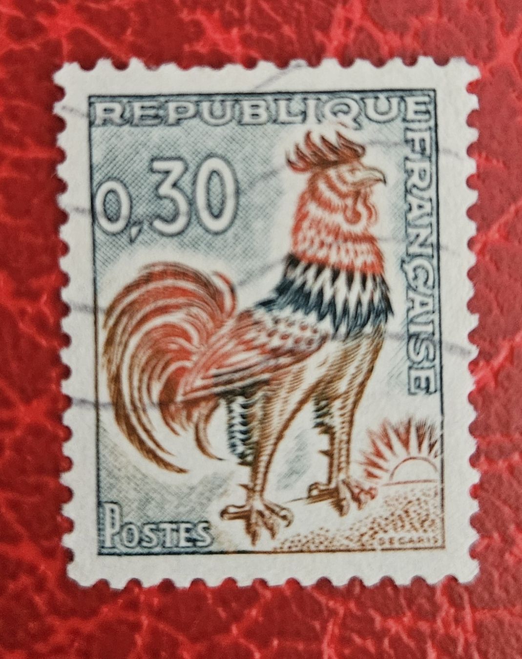 Alle Briefmarken: Briefmarke Hahn 0.30 Republique Francaise Postes – Gebraucht aus Heimenschwand von chr_p2jp