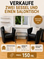 Zwei Sessel und ein Salontisch Leder, sehr guter Zustand