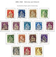 1908/25 Helvetia mit Schwert ZNr.107 - 116 gest. ʘ, KP 170.-