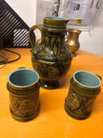 Krug mit zwei Bechern Keramik gebraucht (Dekoration)