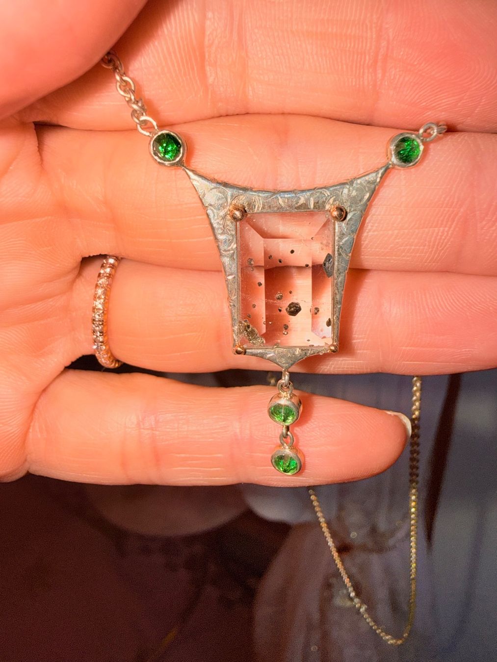 Catenine: Collier Tsavorites et Cristal – Nuovo e nell'imballaggio originale da St-Maurice venduto da Sandrinette123 3