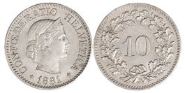 10 Rappen von 1881 (vorzüglich bis unzirkuliert)