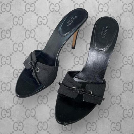 Black monogram GUCCI heels