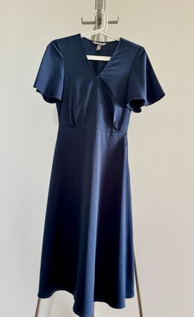 Elegantes dunkelblaues Wickelkleid (Grösse XS)