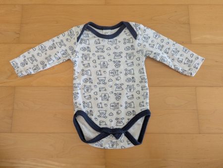 Baby Body Langarm weiss blau Grösse 62
