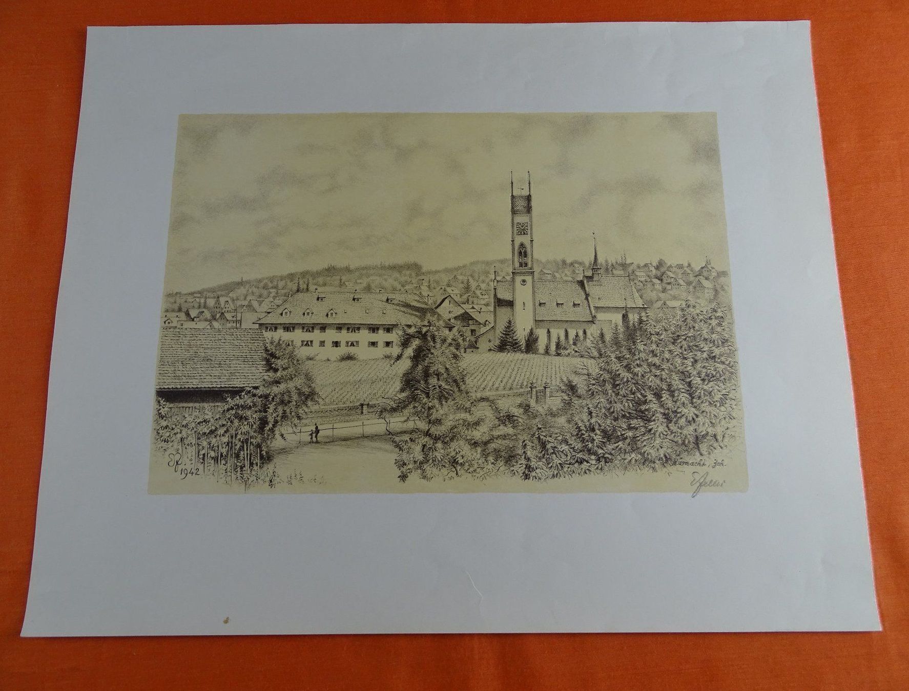 Stiche: KÜSNACHT, LITHOGRAPHIE 1942 – Gebraucht aus Grüningen von Kartensammler 1