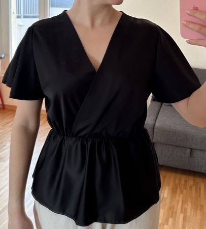 Black Blouse with Flutter Sleeves Size S New