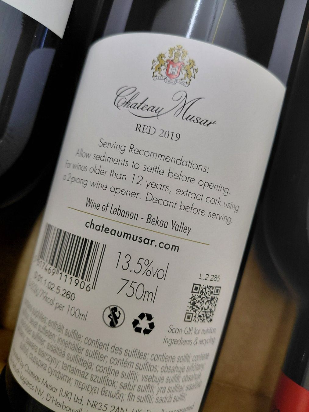 Vino: Château Musar 2019 – Nuovo e nell'imballaggio originale da Renan BE venduto da Epicurien0017 2