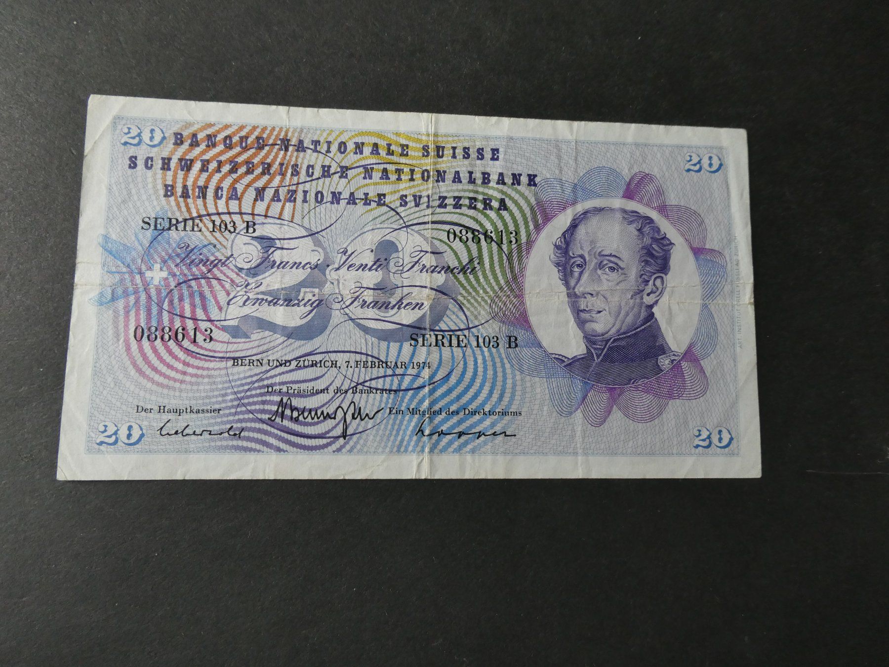Banconote: Schweiz 1974, 20 Franken – Usato da Hinterforst venduto da Rohusri