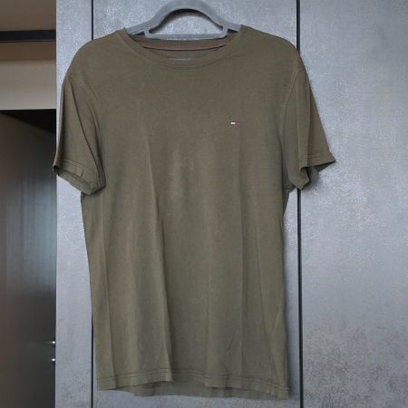 🐸 TOMMY HILFIGER T-SHIRT HERREN  S OLIV TOP ZUSTAND