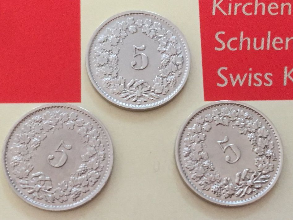 Tutti le monete: 5 Rappen - TRIO 1934 Ni, vz – Usato da Elsau venduto da herbybay 1