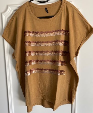 Shirt Damen mit Pailletten, Gr. L, neu