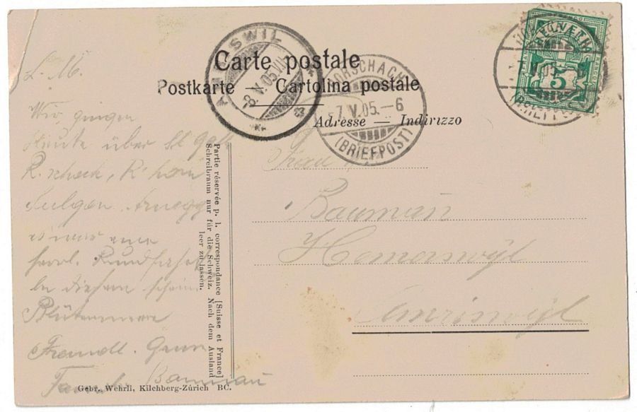 Cartoline postali: Rorschach, gelaufen 1905 – Usato da Frauenfeld venduto da POML 1