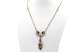 Antikes Collier Saphir Rubin und Perlen 14K Gelbgold *S533