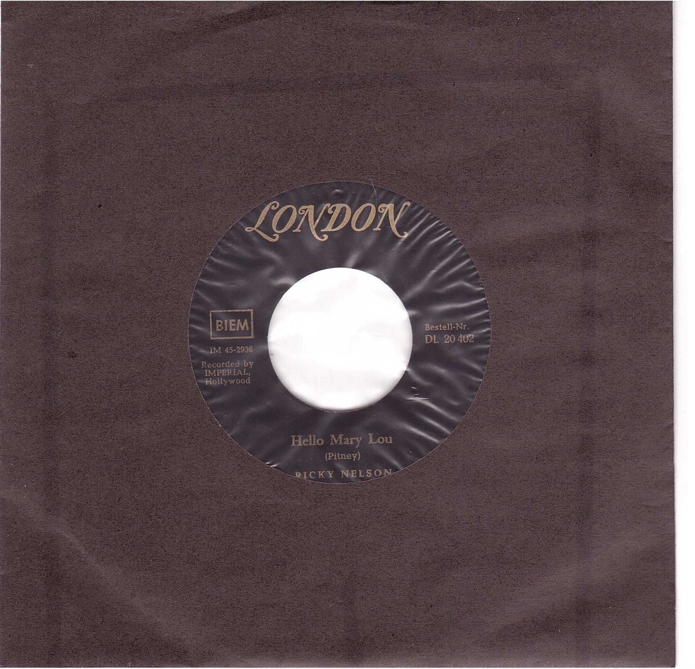 Dischi in vinile: Ricky nelson -  hello mary lou – Usato da Rheinau venduto da thealbum