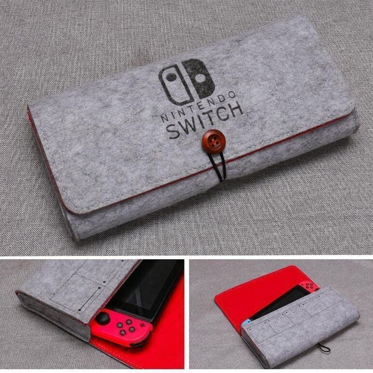 Nintendo Switch - Filz Case hellgrau/rot | Kaufen auf Ricardo