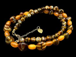 Unikat 💎 Orange/braune Halskette mit Vintage-Perlen
