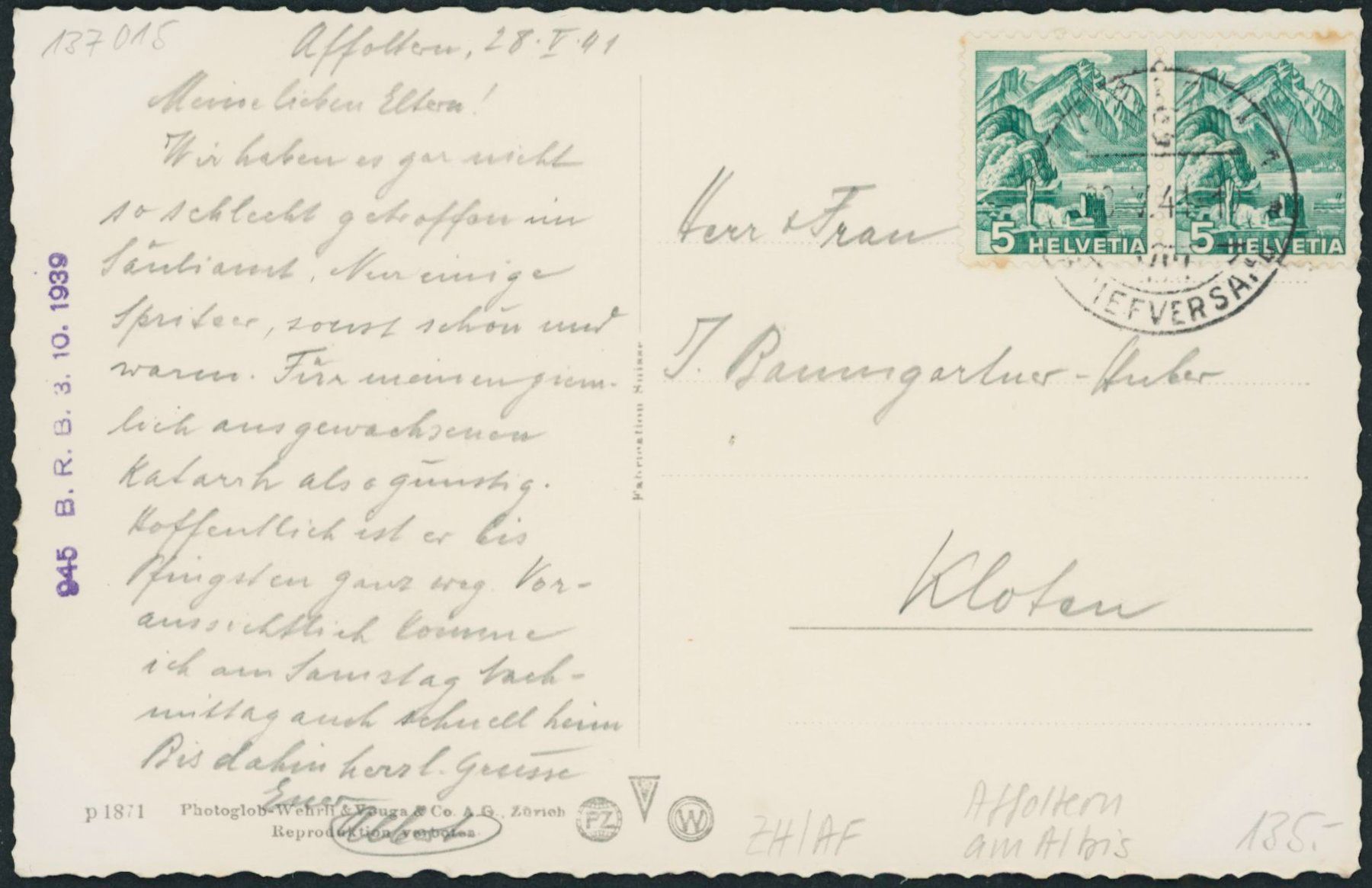 Cartoline postali: ZH Affoltern am Albis - Bahnhof - Bahn - Auto – Usato da Schindellegi venduto da leecollect 1