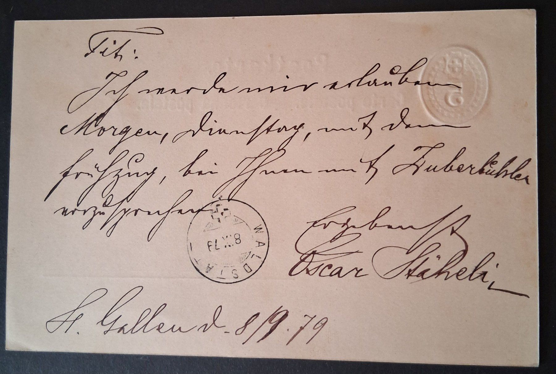 Tutti i francobolli: Postkarte St.Gallen-Waldstatt, 1879 – Usato da Stalden (Sarnen) venduto da Salina_23 1