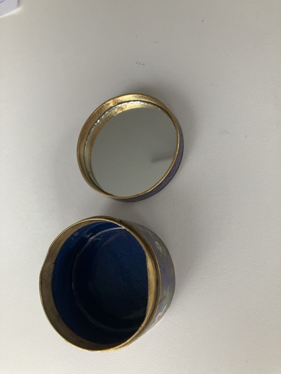 Dosen: Antike Cloisonné Dose mit Spiegel, Vintage Schmuckdose – Gebraucht aus Niederglatt ZH von nieser 4