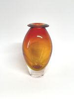Original MURANO Sommerso Glasvase Rot Bernstein 21cm