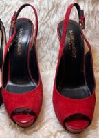 Saint Laurent Peeptoe-Slingbacks, rot, Gr. 37