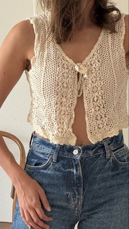 Vintage Häkelweste Creme Gr. S/M