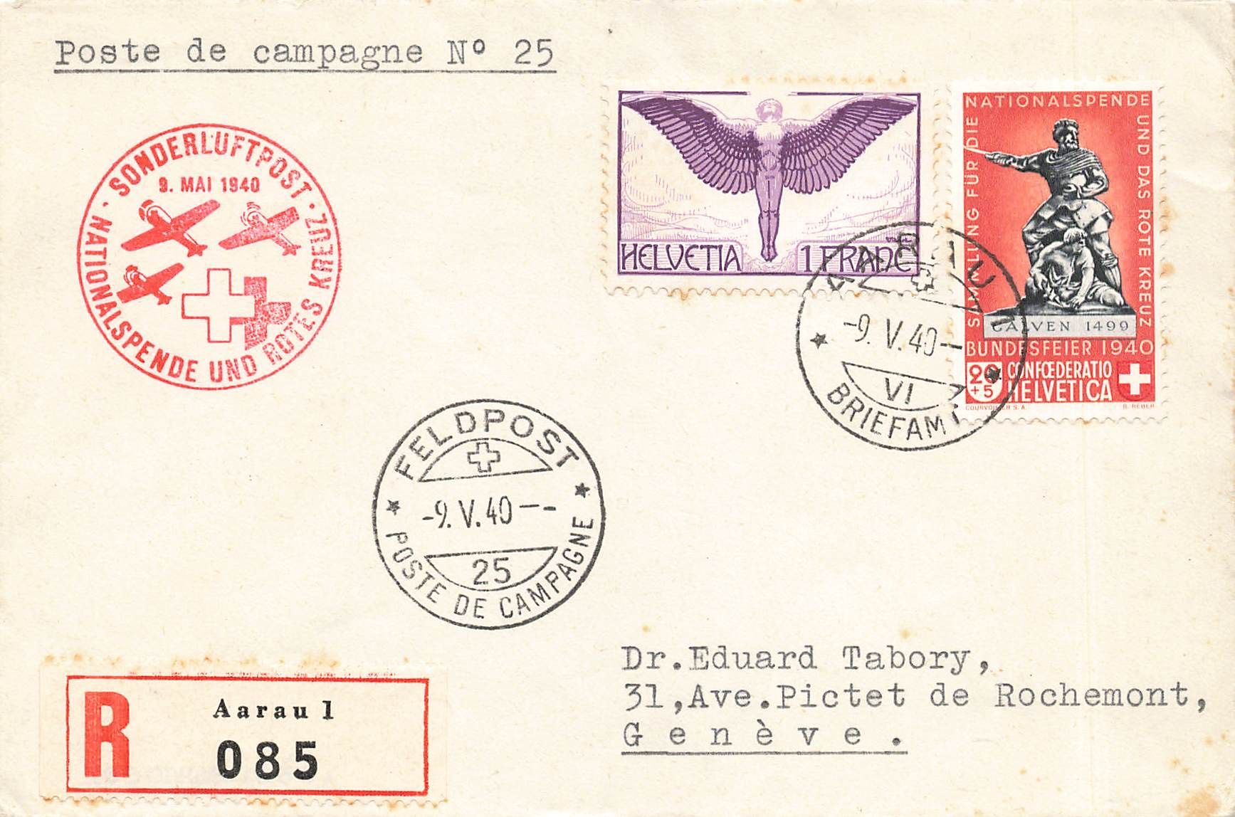 Tutti i francobolli: Schweiz Feldpost Einschreiben Sonderluftpost 1940 – Usato da Biasca venduto da Blenio71