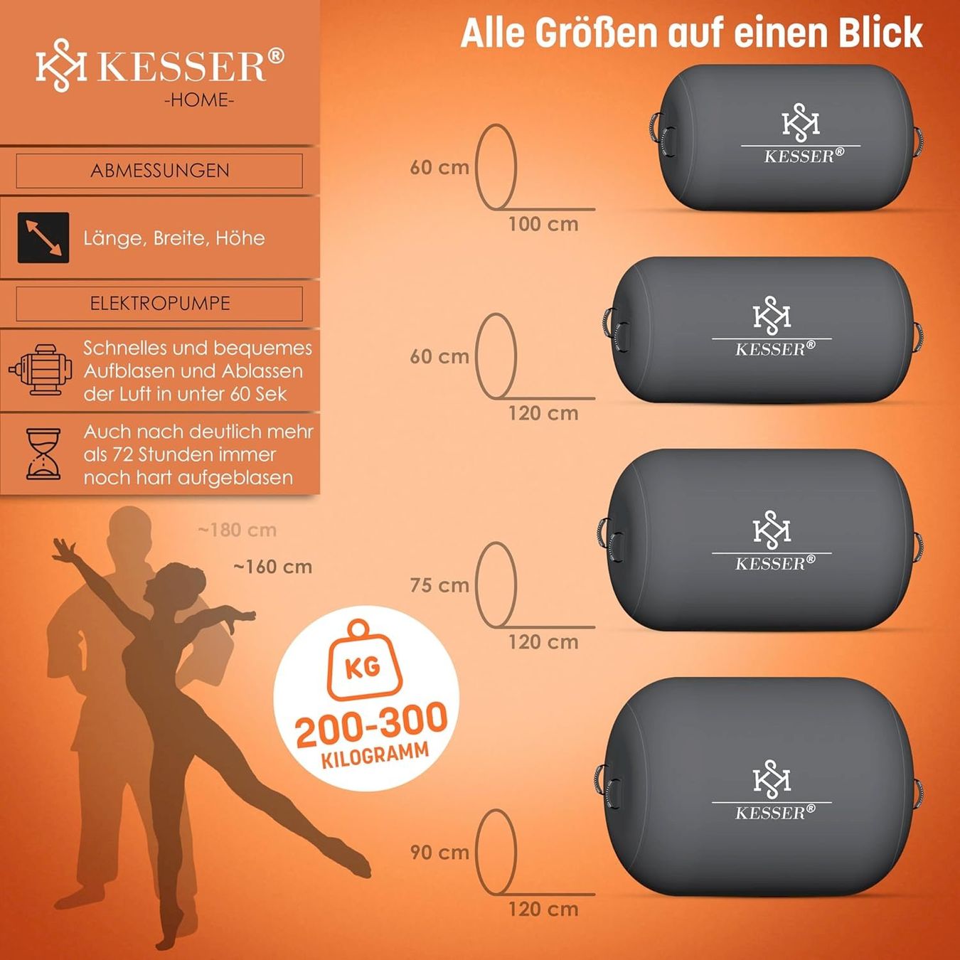 Accessori: Aufblasbare Gym-Rolle 120x90cm grau – Nuovo e nell'imballaggio originale da Bottighofen venduto da zaap 6