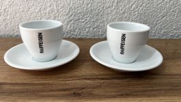 2 Raiffeisen Espressotassen mit Unterteller