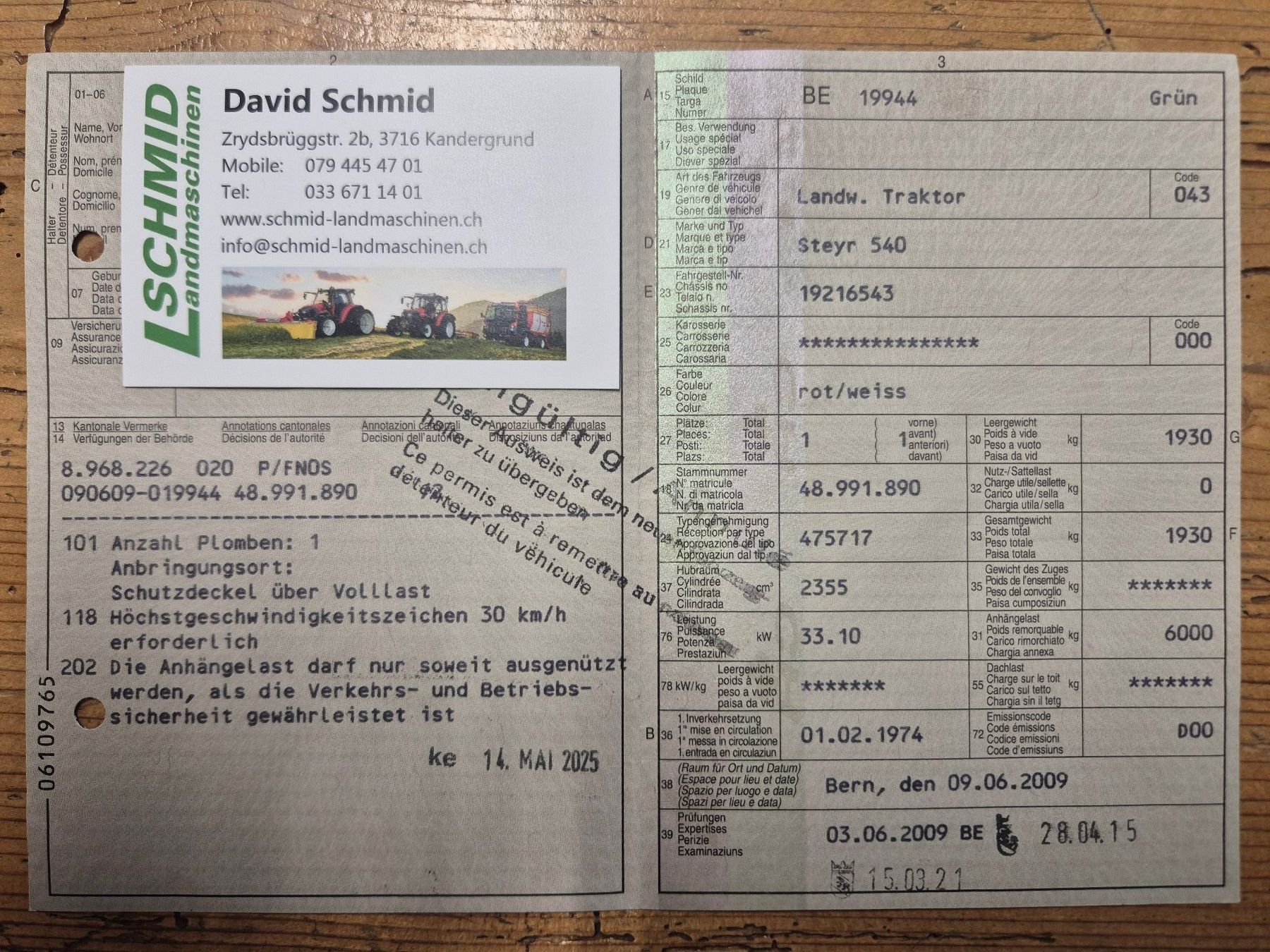 Steyr Trattori: Traktor Steyr 540 2-Rad mit Seitenmähwerk – Usato da Kandergrund venduto da 07071963 9