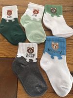 5xKleinkinder-Socken- niedliche Bärenmotive-Frühling 1-3 J