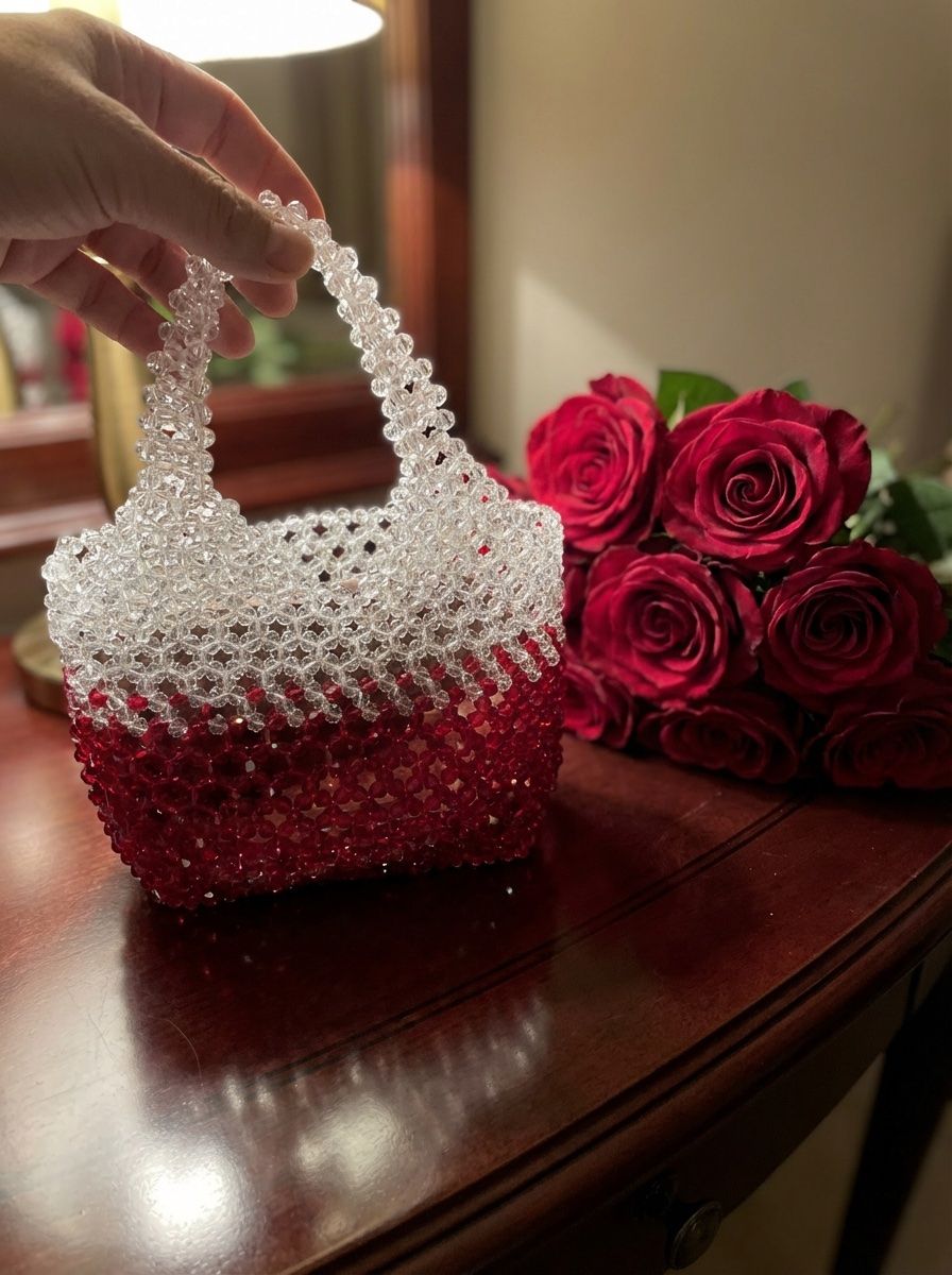 Borse da donna: Handarbeit Glitzernde Handtasche aus Kristallperlen – Nuovo e nell'imballaggio originale da canobbio venduto da barbarb 7