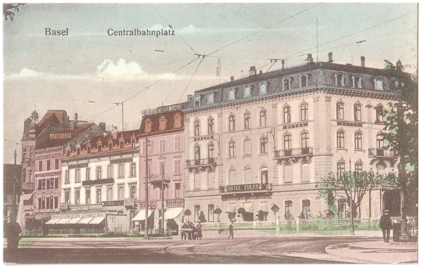 Cartoline postali: BASEL: Centralbahnplatz mit Hotel Euler & Kronenhalle ~1910 – Usato da Engelburg venduto da Swisscards 1