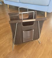 Zeitschriftenständer Leder Braun Metall H 40cm B 35cm