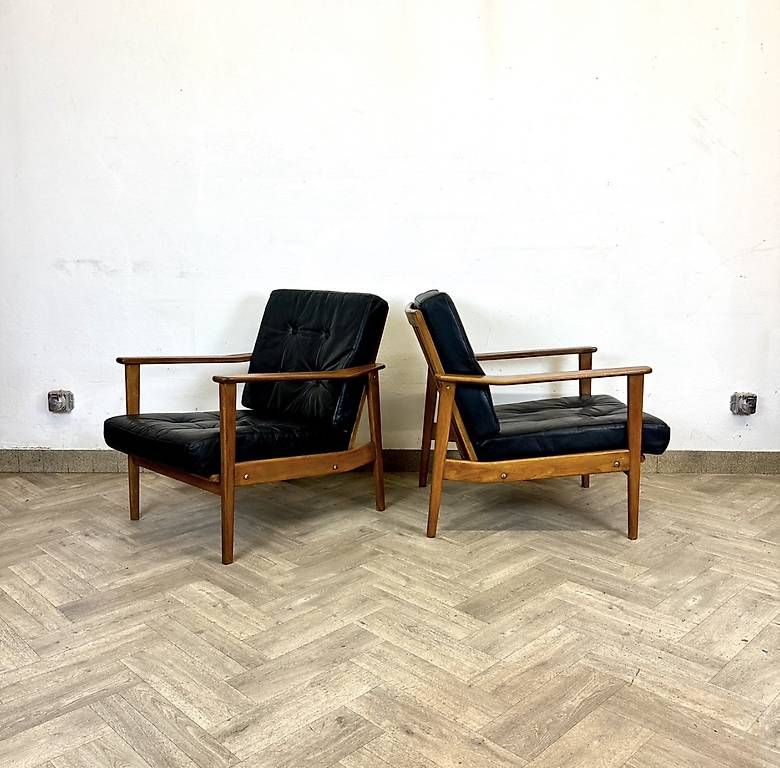 Poltrone: Mid Century leather Easy Chairs  – Usato da basel venduto da vintory.ch 9