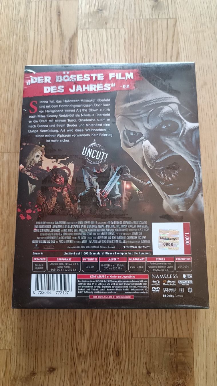 Tutti i DVDs: Terrifier 3 Mediabook – Nuovo e nell'imballaggio originale da Oberkulm venduto da Plankton 1