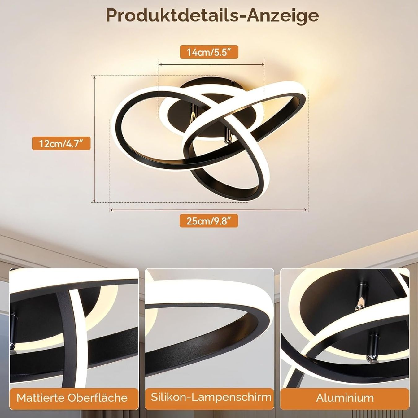 Kronleuchter & Deckenlampen: LED Deckenleuchte 21W Memory Deckenlampe Schwarz – Neu und originalverpackt aus Zürich von jasminleut 5