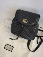 GUCCI BLACK LEATHER 'GG' MARMONT BACKPACK SMALL