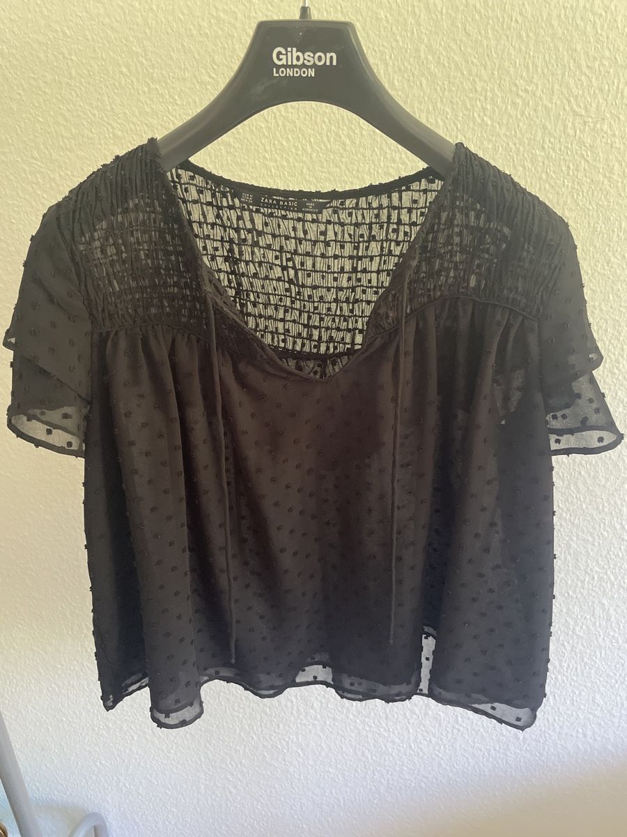 Zara Camicette: Zara Basic Collection - Schwarze Bluse mit Rüschen, M – Usato da Zürich venduto da ape_gb8z