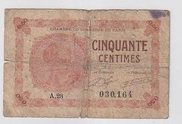 50 CENTIMES CHAMBRE DE COMMERCE DE PARIS