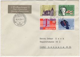 1958 Werbemarken auf FDC mit interessantem ET-Stempel