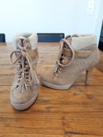 Guess Stiefeletten Stiefel Boho Shabby Kunstfell beige camel