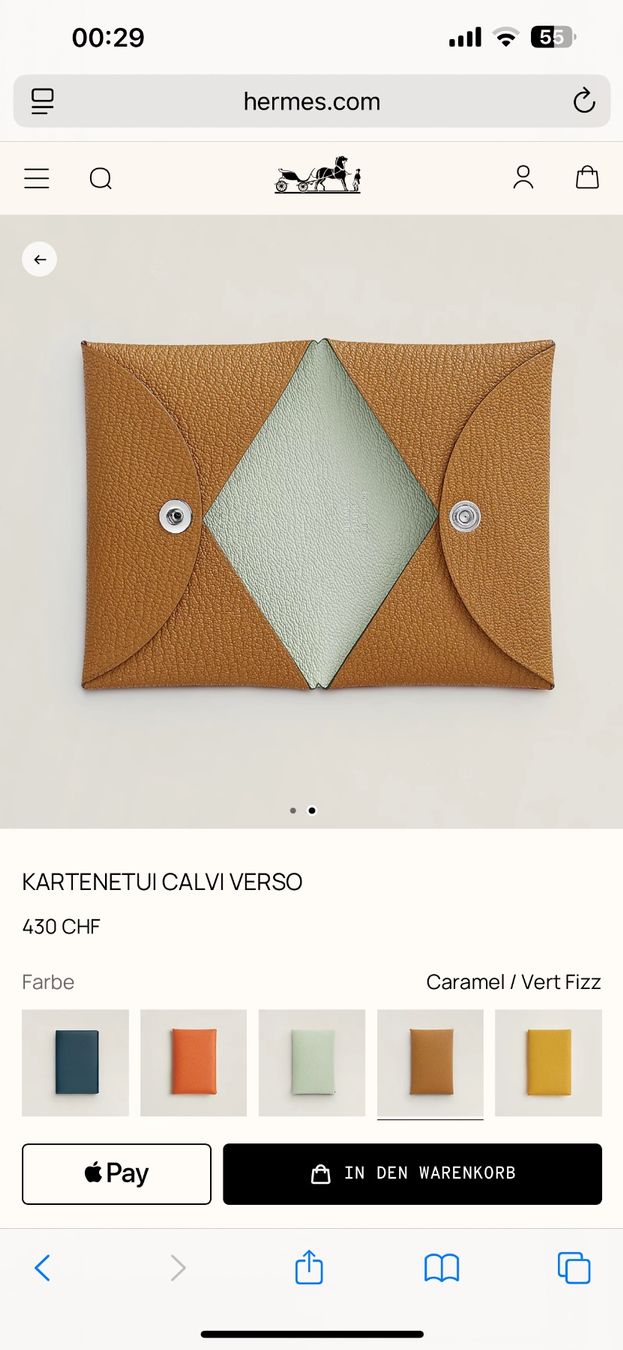 Hermès Brieftaschen: Original Hermes Calvi Kartenetui Neu Fullset 430chf mit Box – Neu und originalverpackt aus Baar von Axel_Fooly 5