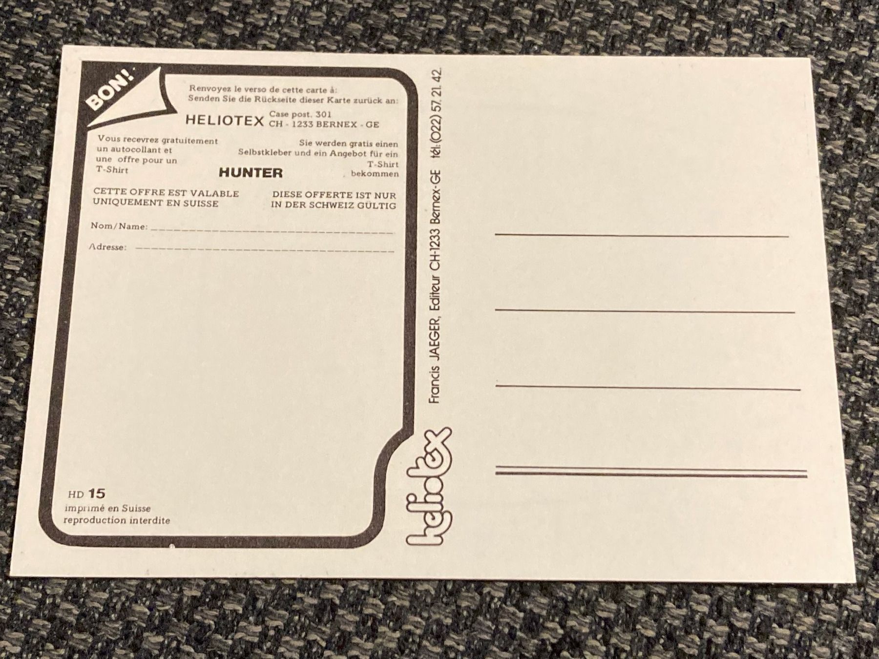 Cartoline postali: Selbstklebe Postkarte HUNTER - Schweizer Luftwaffe – Nuovo (secondo la descrizione) da Brütten venduto da Hst1 1