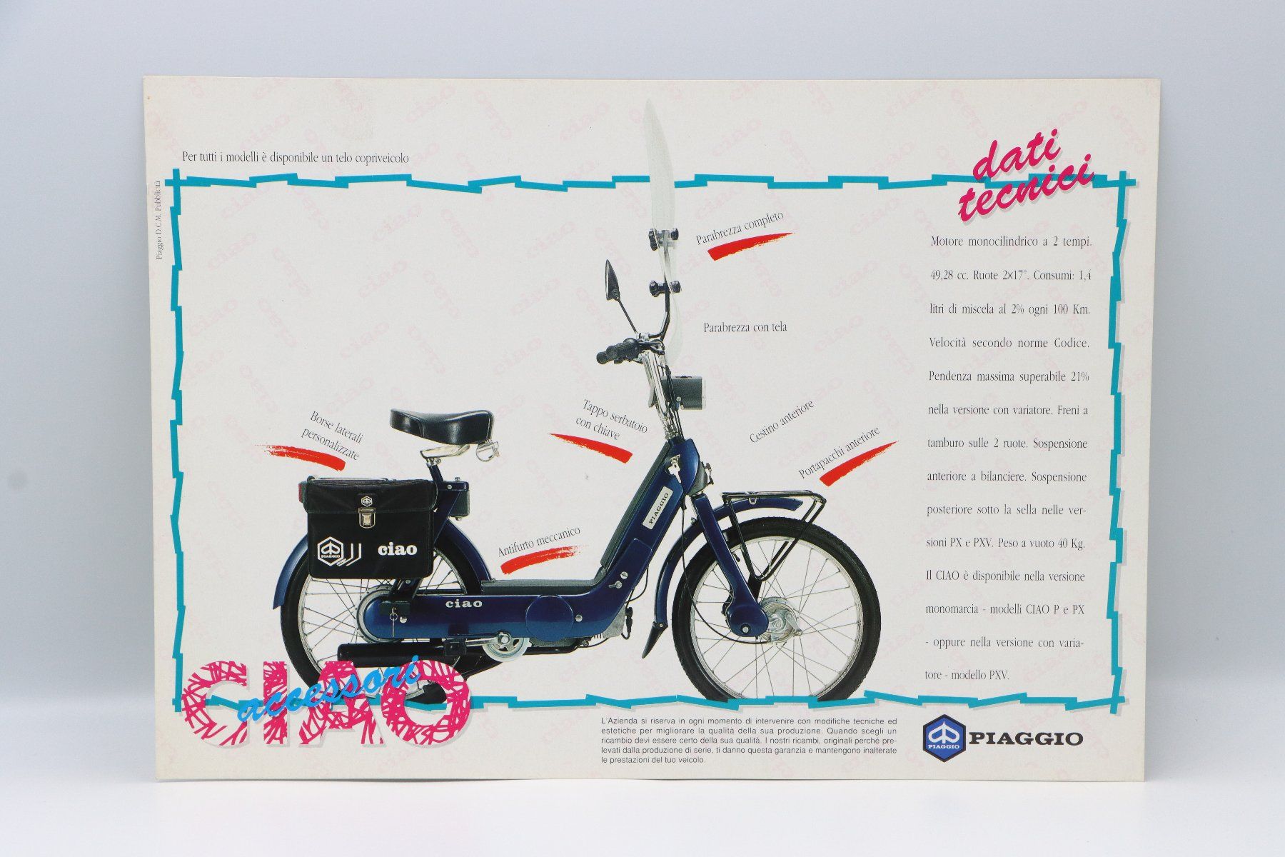 Piaggio Documenti: Piaggio Ciao PX / Accessori 1990 Prospektblatt – Usato da Bühl b.Aarberg venduto da Collectorpassions 1
